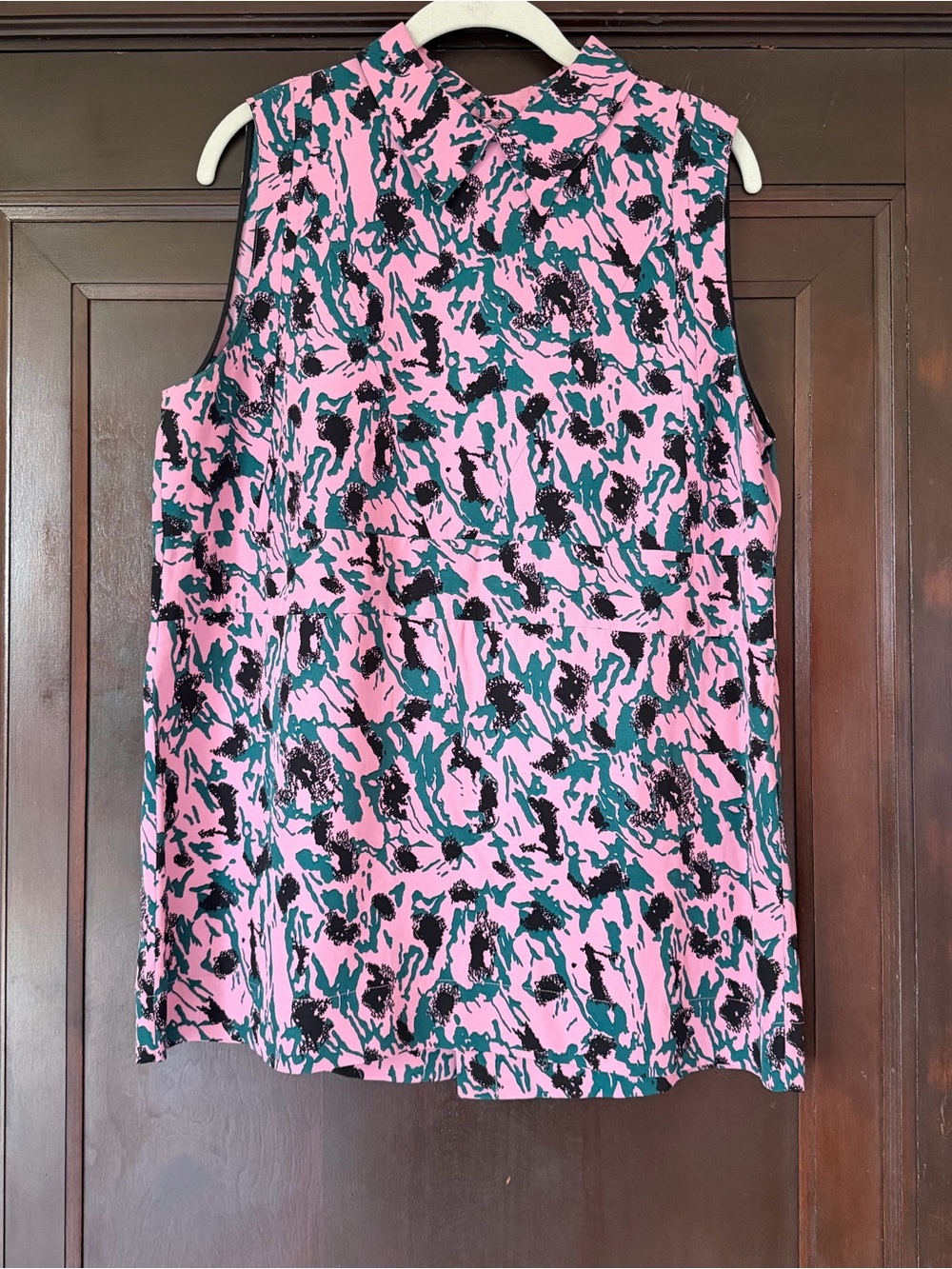 Marni Pink Abstract Floral Sleeveless Silk Collared Top, Size 44